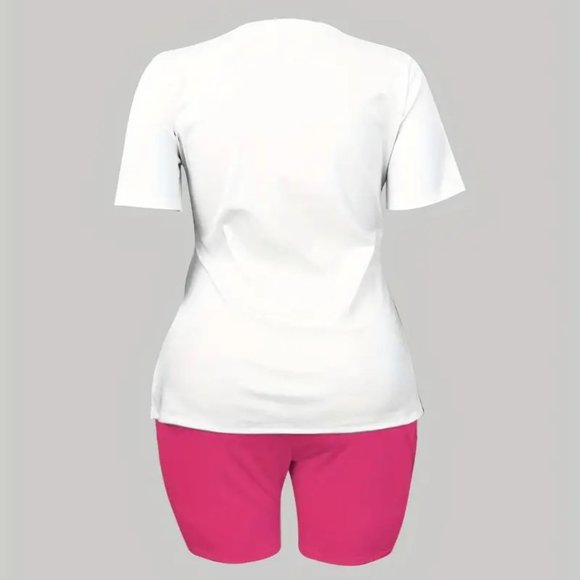 T-Shirt & Shorts Two-piece Set, Letter Print Short Sleeve Casual T-Shirt…NWOT - Picture 3 of 4